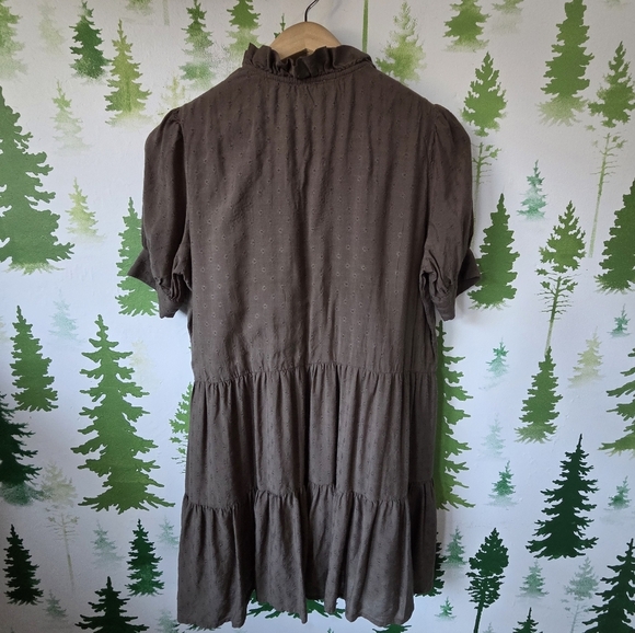 Magasin Du Nord Olive Green Dress with Ruffle Collar - Picture 2 of 8